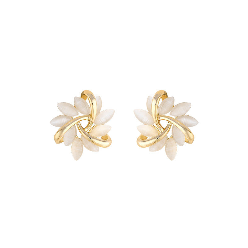 Cat's Eye Flower Earrings