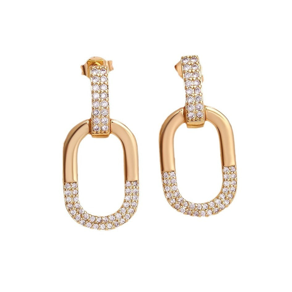 Oval Ear Stud Necklace