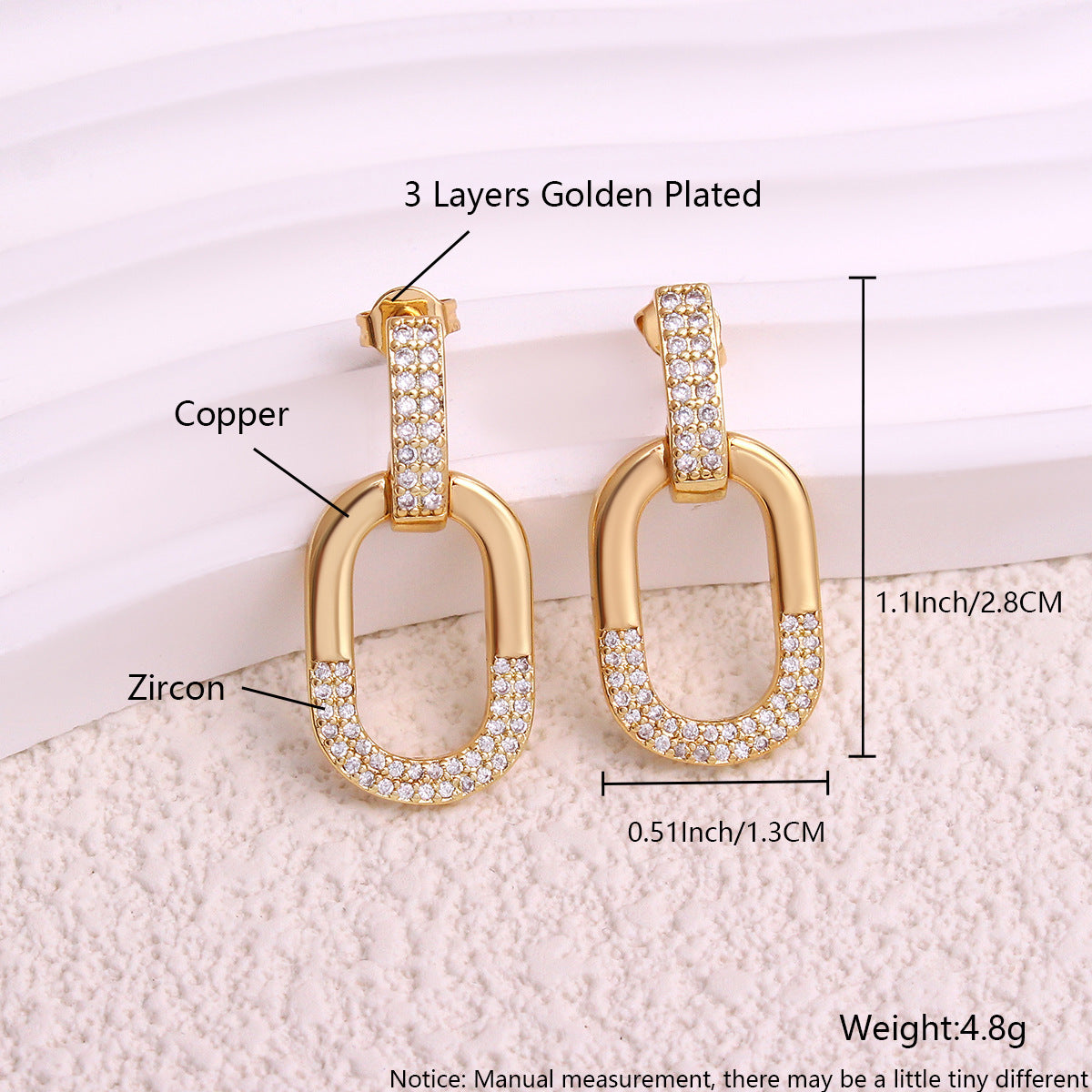 Oval Ear Stud Necklace