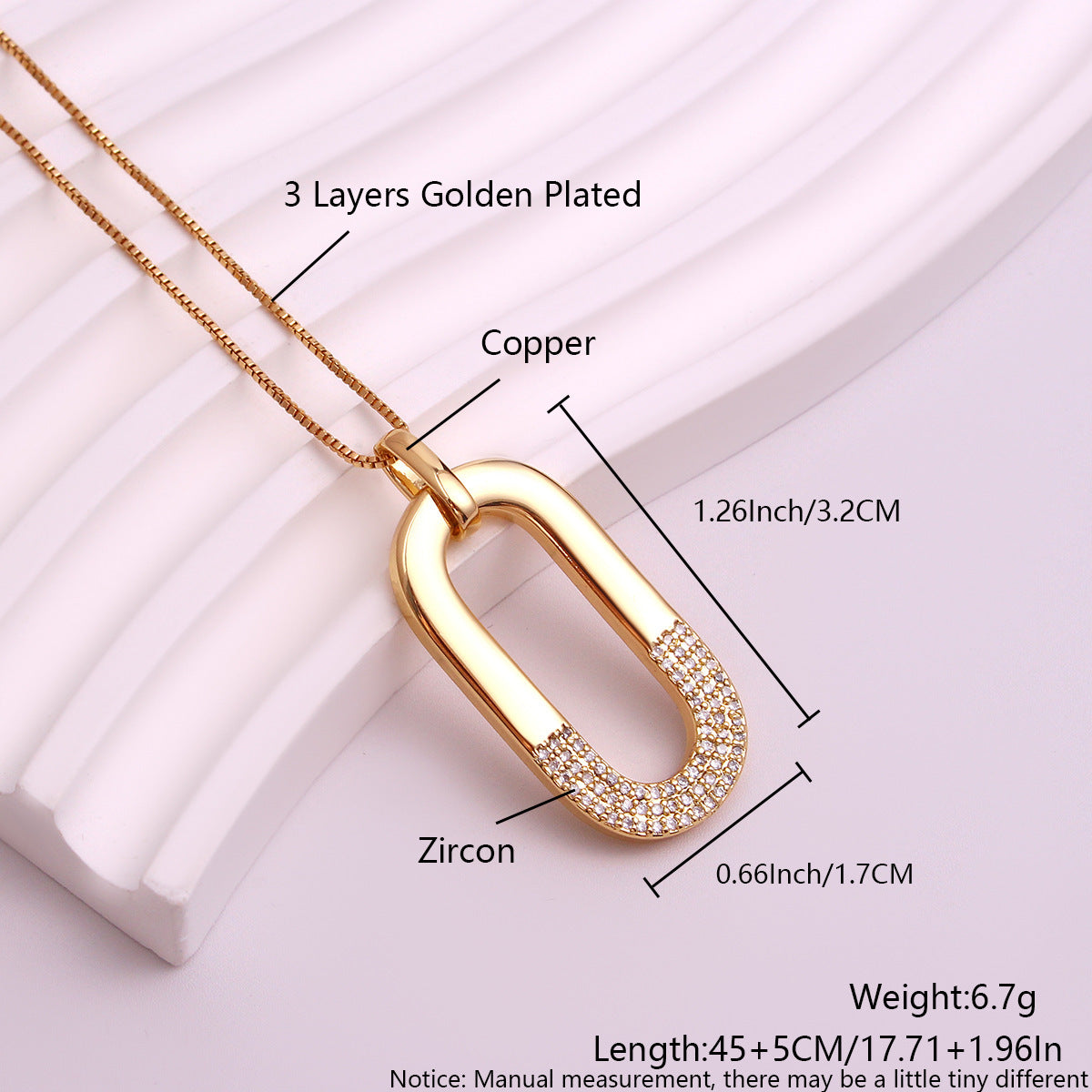 Oval Ear Stud Necklace