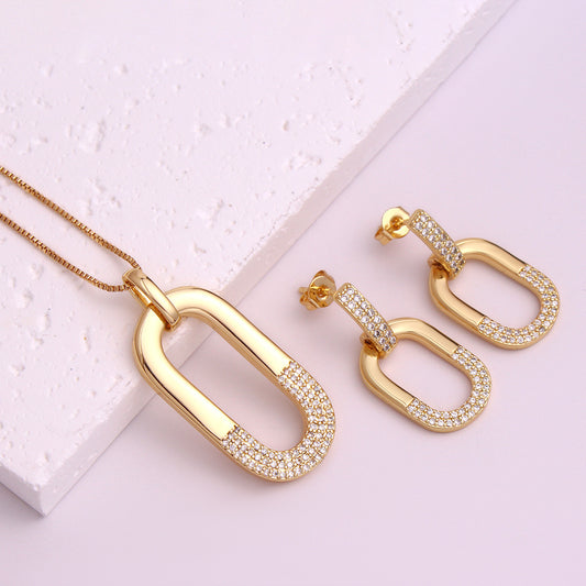 Oval Ear Stud Necklace