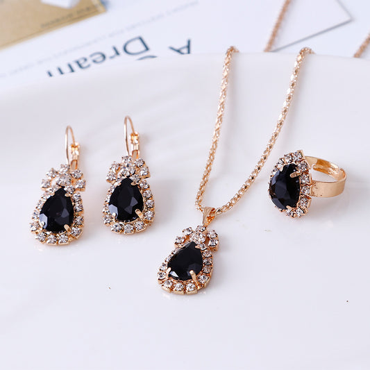 Water drop necklace earrings ring set