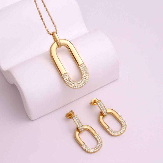 Oval Ear Stud Necklace